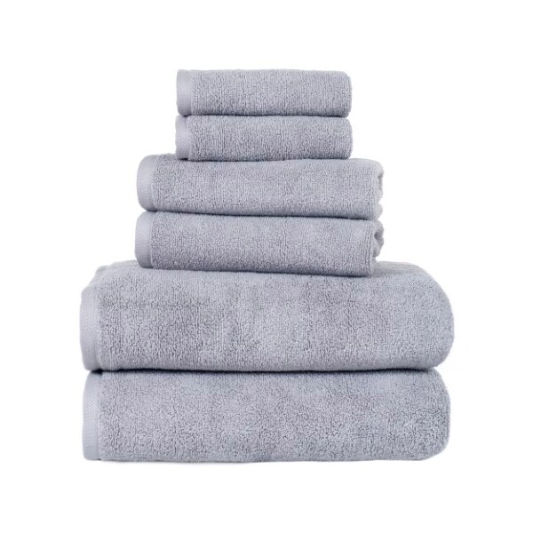Hastings Home 6-piece 100-percent Cotton Towel Set with 2 Bath Towels, 2 Hand Towels and 2 Washcloths (Silver) - 771511GVI