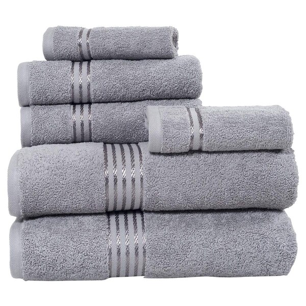 Bedford Home 100 Percent Cotton Hotel 6 Piece Towel Set - Silver - 67A-01844