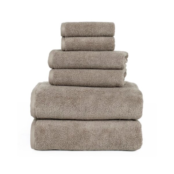 Hastings Home 6-piece 100-percent Cotton Towel Set with 2 Bath Towels, 2 Hand Towels and 2 Washcloths (Taupe) - 497493DJW