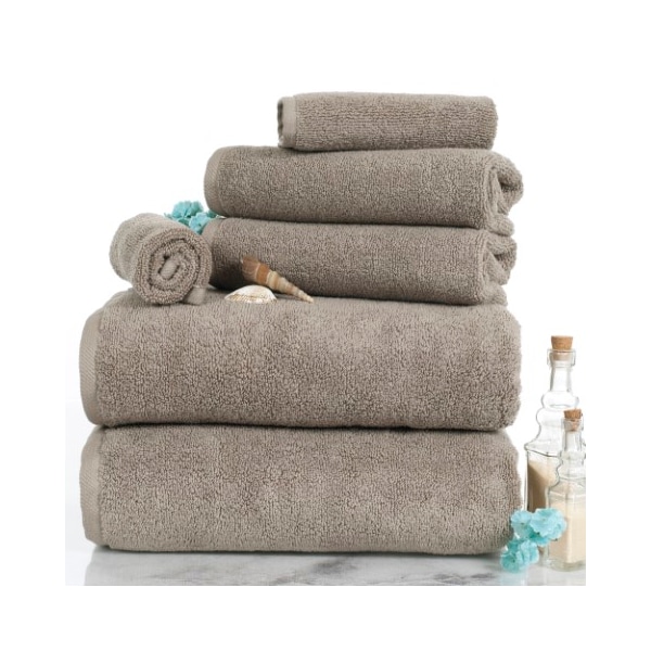 Hastings Home 6-piece 100-percent Cotton Towel Set with 2 Bath Towels, 2 Hand Towels and 2 Washcloths (Taupe) - 497493DJW
