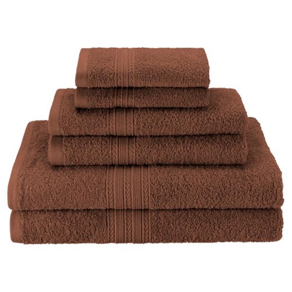 Superior Eco-Friendly 100 Percent Ringspun Cotton Towel Set - Brown- 6 Pieces - EF-6 PC SET BR