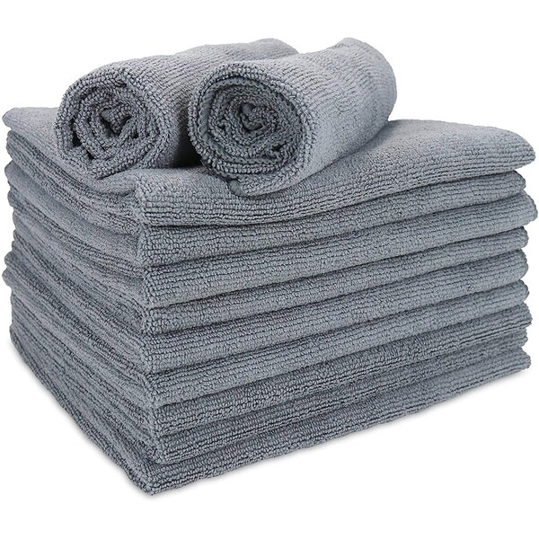 Monarch Brands 16in x 27in Microfiber Hand Towels, Black, 12PK - PNP915105BLK