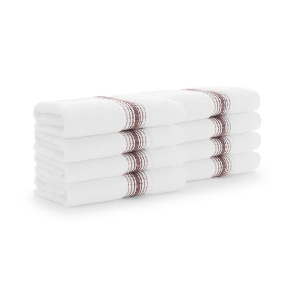 Monarch Brands Turkish Washcloths, 13in x 13in, Striped , Rose, 8PK - PNP-WC-STT-1313-1-75-RSE