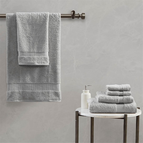 Madison Park Signature 100 Percent Egyptian Cotton Towel Set, Gray, 30 x 54 in., 6 Piece - MPS73-476