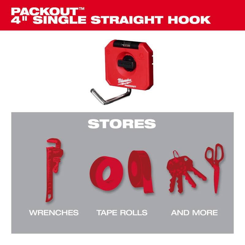Milwaukee PACKOUT 4" Single Straight Hook Tool Holder - 48-22-8328