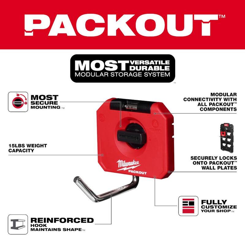 Milwaukee PACKOUT 4" Single Straight Hook Tool Holder - 48-22-8328