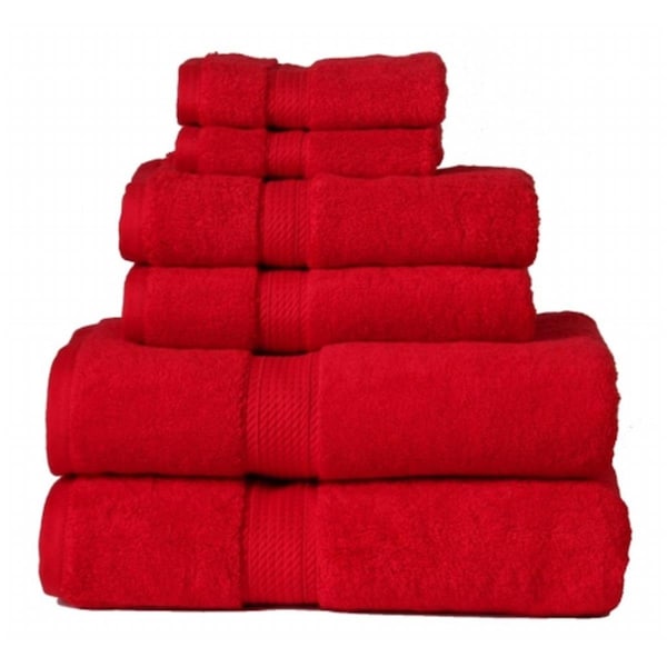 Superior 900GSM Egyptian Cotton 6-Piece Towel Set  Red - 900GSM 6 PC SET RD