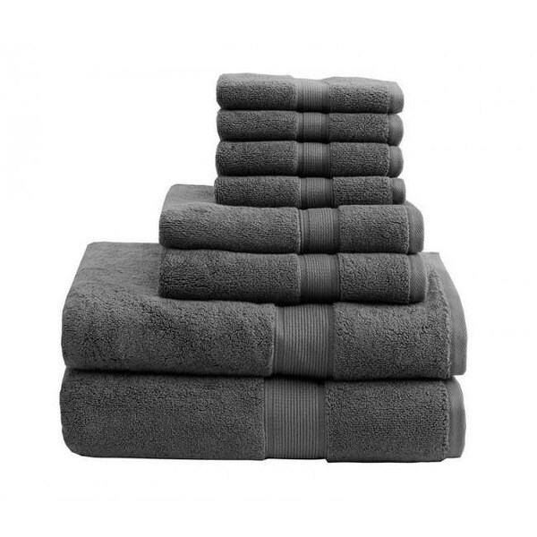 Madison Park Signature Madison Park MPS73-197 800Gsm 100 Percent Cotton Towel; Grey - 8 Piece Set - MPS73-197