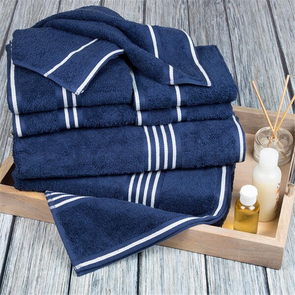 Daphnes Dinnette 27.5 x 53 in. Rio 100 Percent Cotton Towel Set Navy - 8 Piece - DA3234927