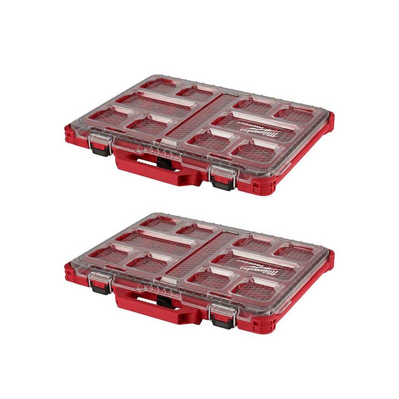 Milwaukee PACKOUT 11-Compartment Low-Profile Small Parts Organizer (2-Pack) - 48-22-8431X2
