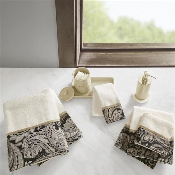 Madison Park Madison Park MP73-5309 6 Piece Jacquard Towel Set - Black - MP73-5309