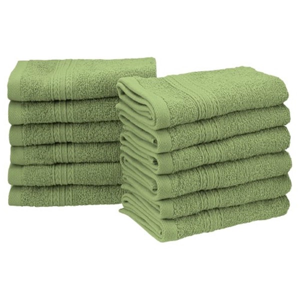 Superior Eco-Friendly 100 Percent Ringspun Cotton Face Towel Set - Terrace Green, 12 Pieces - EF-FACE TG