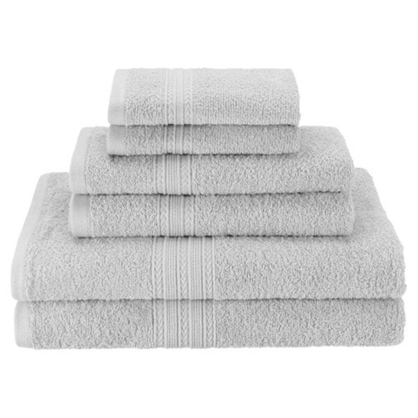Superior Eco-Friendly 100 Percent Ringspun Cotton Hand Towel Set - Silver, 6PK - EF-HAND SV