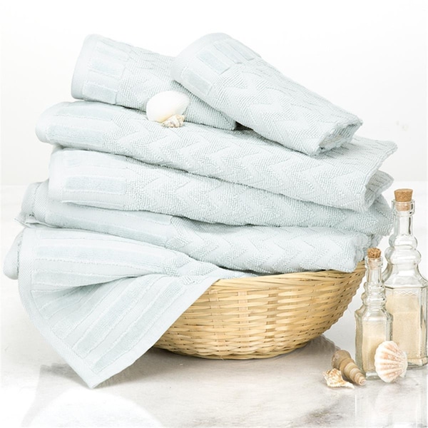 Lavish Home Lavish Home  Chevron 100 Percent Cotton Towel Set, Seafoam - 6 Piece, 6PK - 67-0020-SF