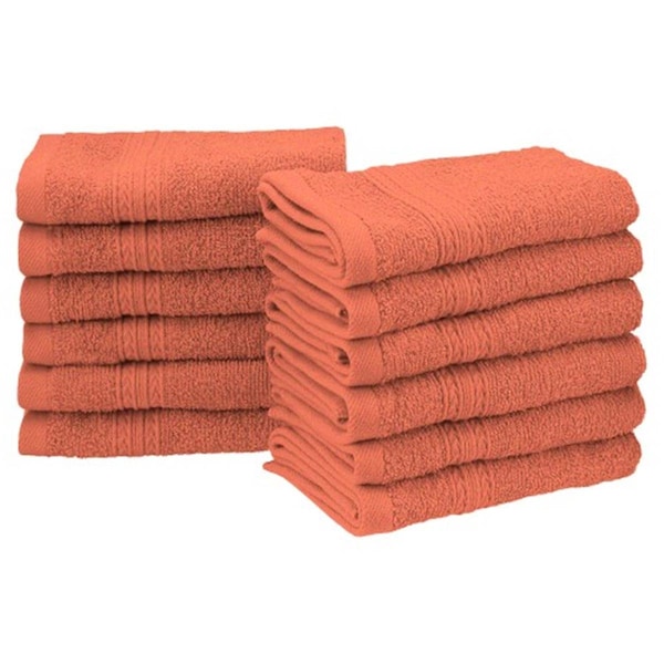Superior Eco-Friendly 100 Percent Ringspun Cotton Face Towel Set - Coral, 12PK - EF-FACE CO