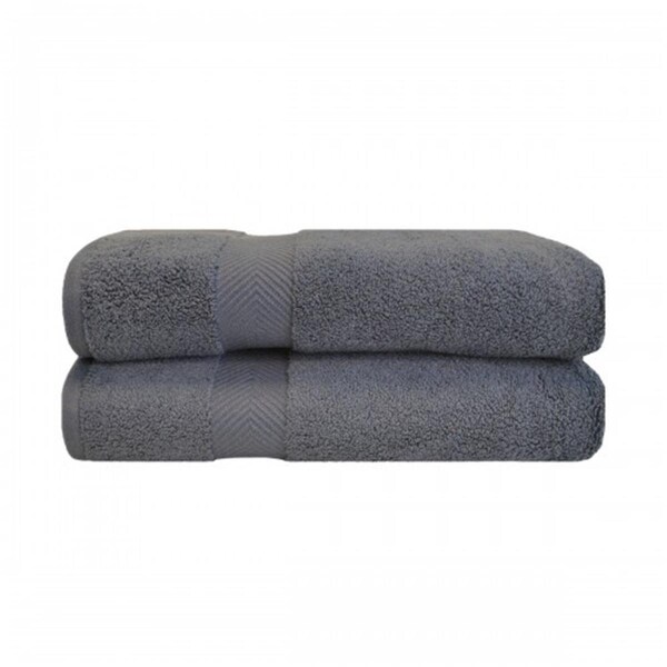 Superior Zero Twist Cotton Bath Towel Set - Grey- 2 Pieces - ZT BTOWEL GR