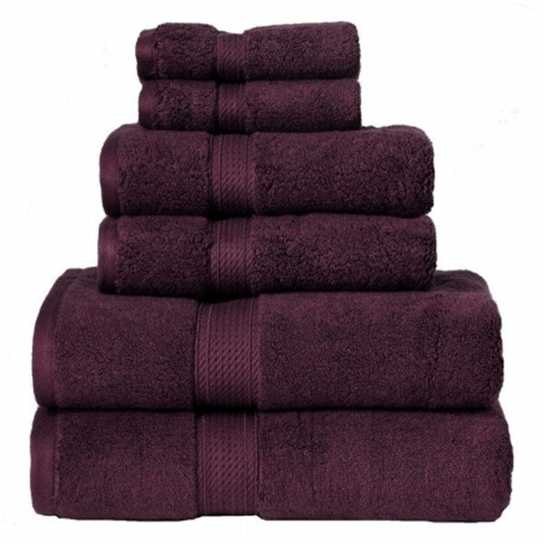Superior 900GSM Egyptian Cotton 6-Piece Towel Set  Plum - 900GSM 6 PC SET PL