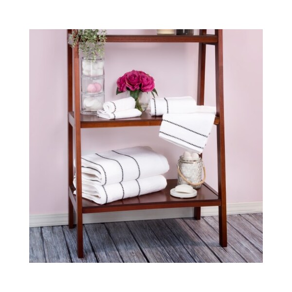 Hastings Home 6-piece Cotton Towel Set with 2 Bath Towels, 2 Hand Towels and 2 Washcloths (White/Black) - 312443DXU