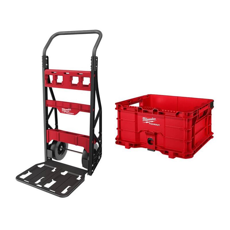 Milwaukee PACKOUT 20 in. 2-Wheel Utility Cart with (1) PACKOUT Tool Storage Crate - 48-22-8415-48-22-8440x1