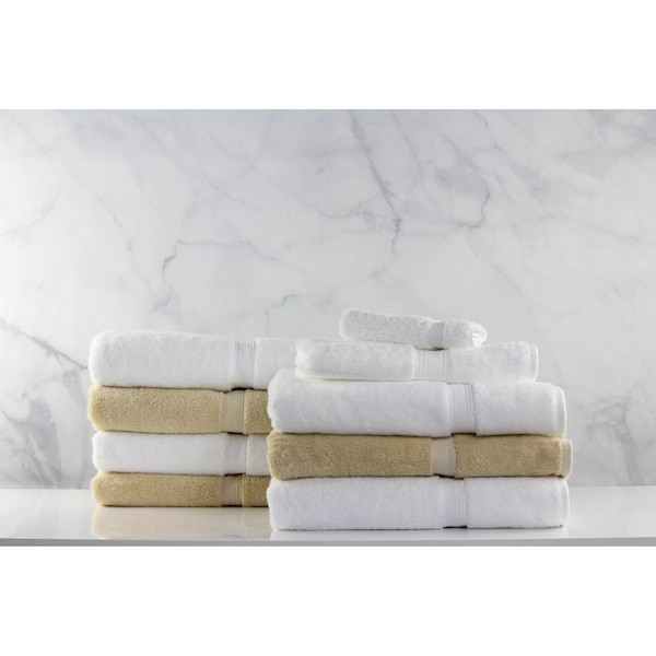 R & R Textile Mills, Inc. Pima Cotton USA, Dobby Border Bath Towels, White 27''x54", PK 12 - WWX01165