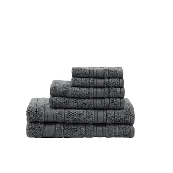 Madison Park Adrien Super Soft Cotton Towel Set - Dark Gray, 6 Piece - MPE73-665