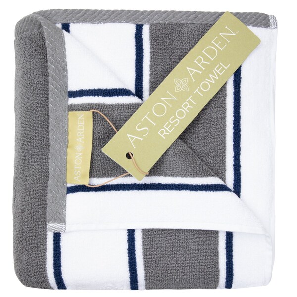 Aston & Arden Beach Towels Grey/Navy Pinstripe, 8PK - BT-PINSTR-25GN