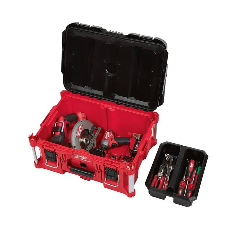Milwaukee PACKOUT 22 in. Rolling Tool Box/22 in. Large Tool Box/18.6 in. Tool Storage Crate Bin - 48-22- 8426 48-22-8425 48-22-8440