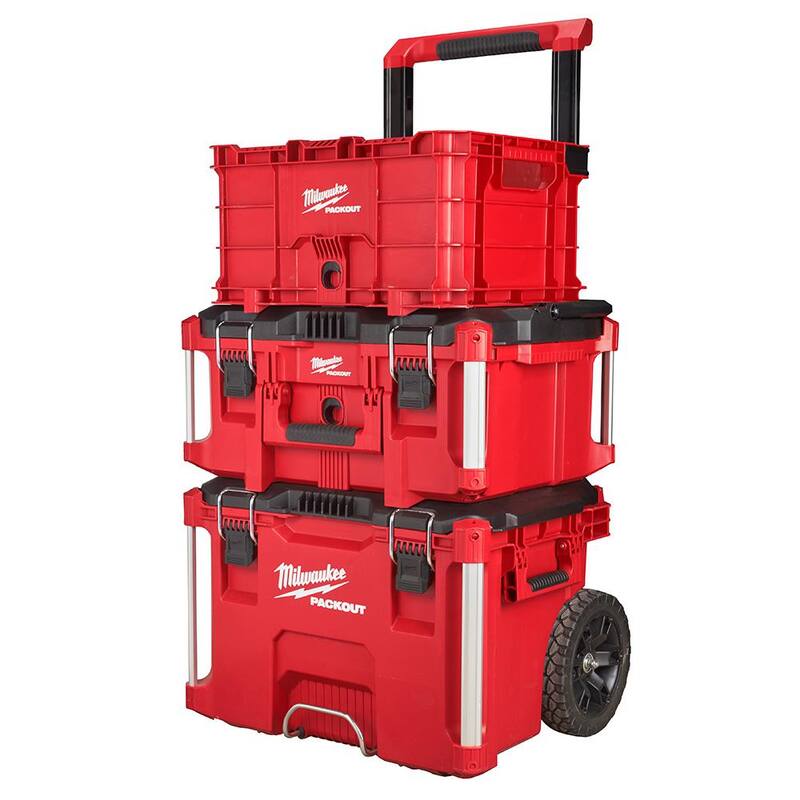Milwaukee PACKOUT 22 in. Rolling Tool Box/22 in. Large Tool Box/18.6 in. Tool Storage Crate Bin - 48-22- 8426 48-22-8425 48-22-8440