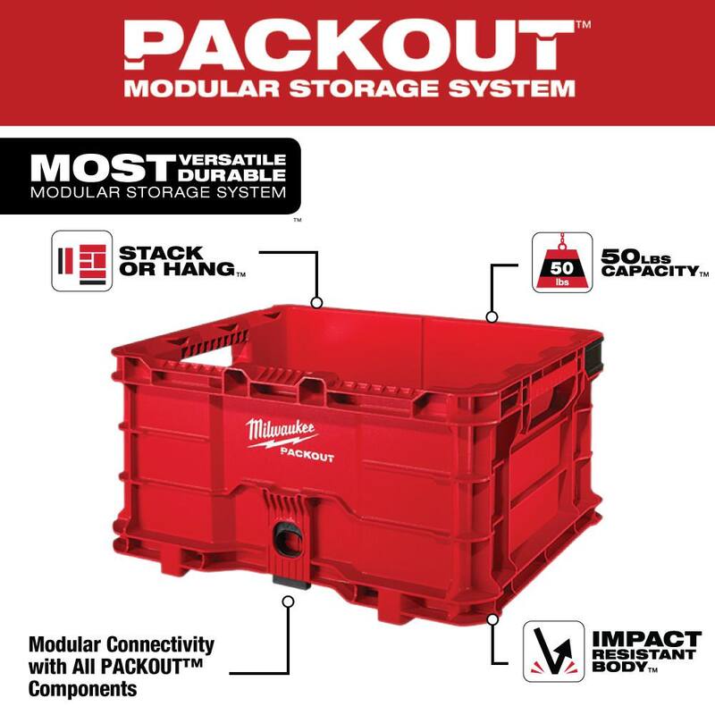 Milwaukee PACKOUT 22 in. Rolling Tool Box/22 in. Large Tool Box/18.6 in. Tool Storage Crate Bin - 48-22- 8426 48-22-8425 48-22-8440