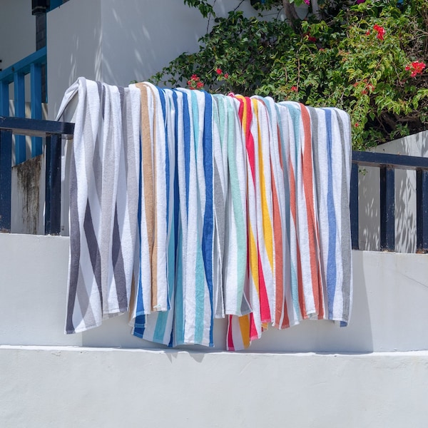 Cabo Cabana Towels - Grey/Blue , 4PK - CABOCABANA-GY/NV