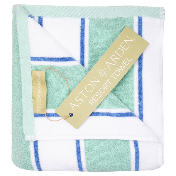 Aston & Arden Beach Towels Green/Blue ( 1 Each) - BT-PINSTR-25GB