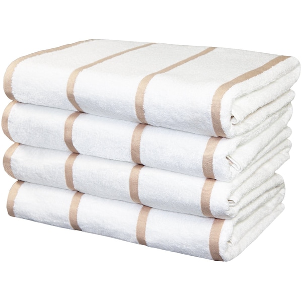 Monarch Brands Las Rayas Towels - Beige, 4PK - PNP-BT-HS3060-15BG