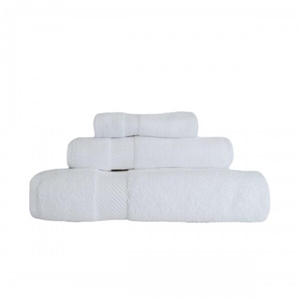 Superior Zero Twist Cotton Towel Set - White- 3 Pieces - ZT 3 PC SET WH