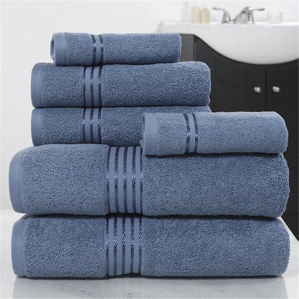 Daphnes Dinnette Cotton 100 Percent Hotel Towel Set Light Blue - 6 Piece - DA3303480