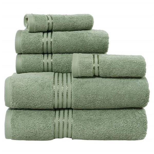 Bedford Home Bedford Home 67A-01837 100 Percent Cotton Hotel 6 Piece Towel Set - Green - 67A-01837