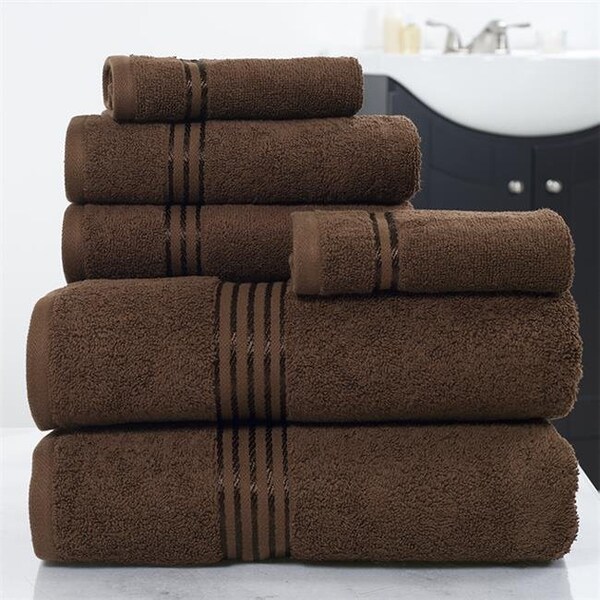 Lavish Home Lavish Home 67-0016-C Cotton 100 Percent Hotel Towel Set; Chocolate - 6 Piece - 67-0016-C