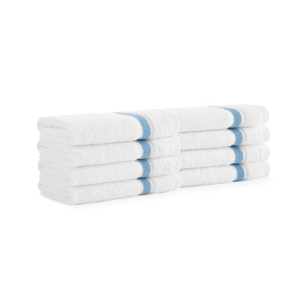 Monarch Brands Aegean Recycled Washcloths 13in x 13in - Stripe, Blue, 8PK - P-WC-RT-1313-BL