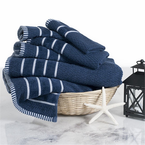 Daphnes Dinnette 6 Piece Combed Cotton Towel Set Navy - DA3242777