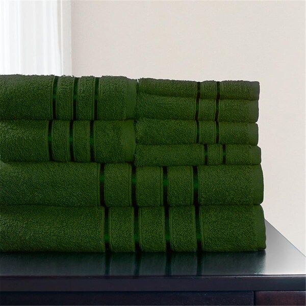 Daphnes Dinnette 12 x 11.75 in. 100 Percent Cotton Plush Bath Towel Set Green - 8 Piece - DA3238784