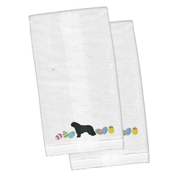 Carolines Treasures Spanish Water Dog Easter White Embroidered Plush Hand Towel, 2PK - CK1689KTEMB