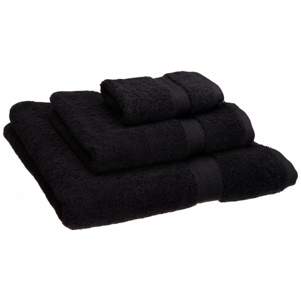 Superior 900GSM Egyptian Cotton 3-Piece Towel Set  Black - 900GSM 3 PC SET BK