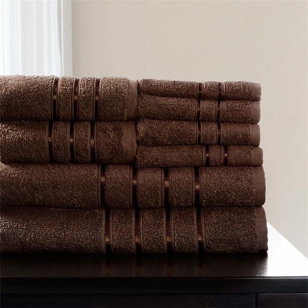 Lavish Home Lavish Home 67-0013-C 12 x 11.75 in. 100 Percent Cotton Plush Bath Towel Set; Chocolate - 8 Piece - 67-0013-C