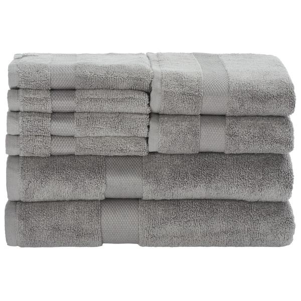 Safavieh Plush Towel Bundle, Grey - 8 Piece - TWL1800C