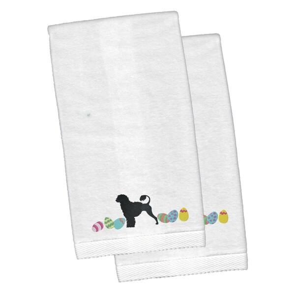 Carolines Treasures Portuguese Water Dog Easter White Embroidered Plush Hand Towel, 2PK - CK1673KTEMB