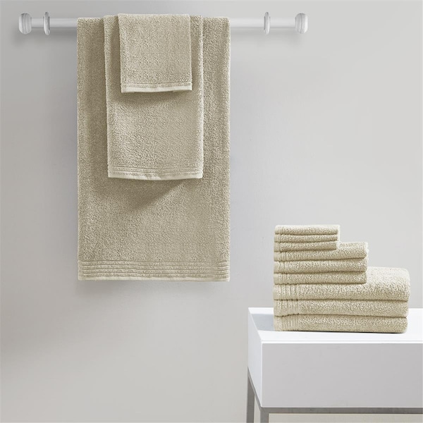 510 Design Taupe 100 Percent Cotton Bath Towel Set, 12 Piece - 5DS73-0217