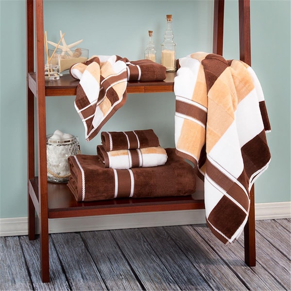 Daphnes Dinnette 100 Percent Cotton Oakville Velour Towel Set Chocolate - 6 Piece - DA3239754