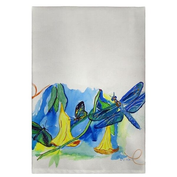 Betsy Drake Betsy Drake GT813 20 x 20 in. Yellow Bells & Dragonfly Guest Towel - GT813