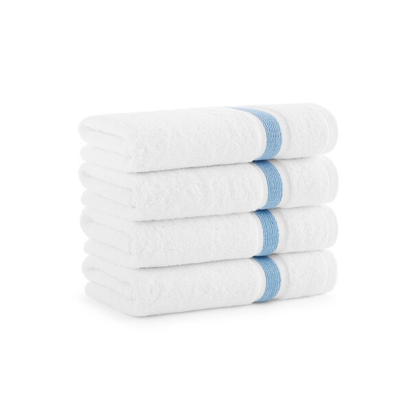 Monarch Brands Aegean Recycled Hand Towels 18in x 30in - Stripe, Blue, 4PK - P-HT-RT-1830-BL