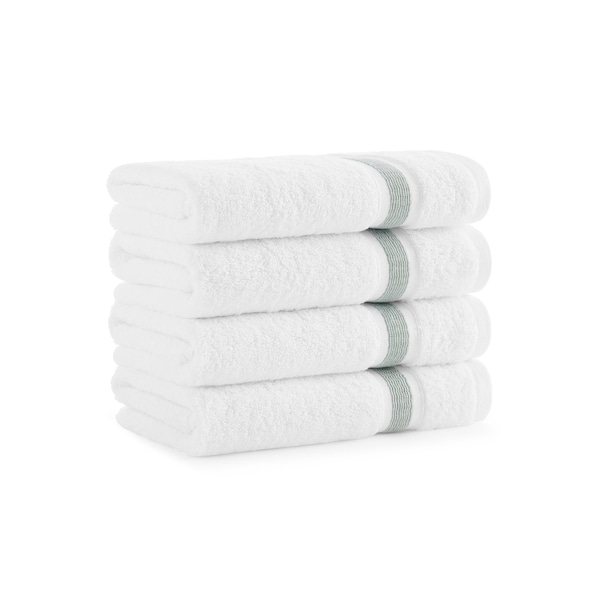 Monarch Brands Aegean Recycled Hand Towels 18in x 30in - Stripe, Dark Sage Green, 4PK - P-HT-RT-1830-DS