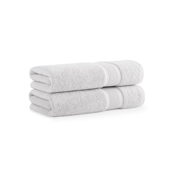 Monarch Brands Aegean Recycled Bath Towels 30in x 60in - Solid, Light Gray, 2PK - P-BT-RO-3060-LG